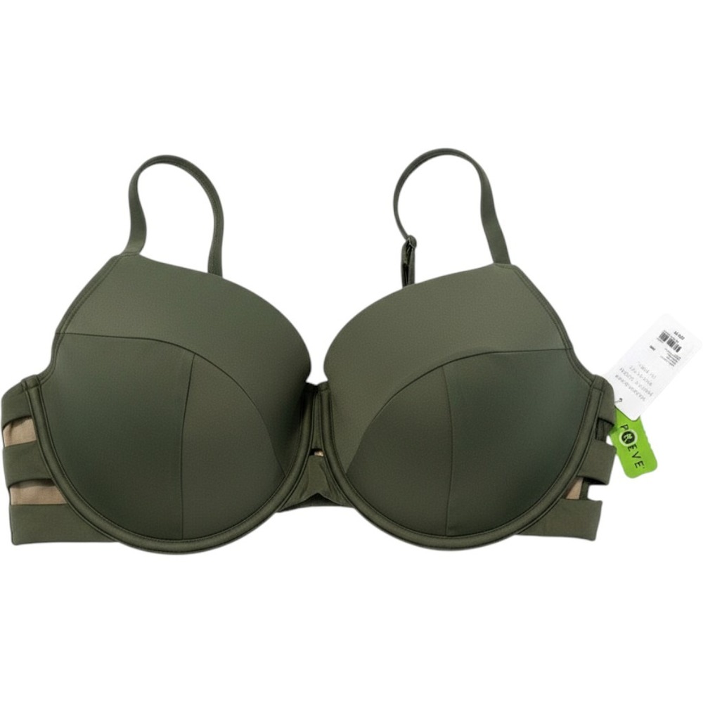 LANE BRYANT CACIQUE SWIM OLIVE UNDERWIRE BALCONETTE BIKINI TOP SZ 46D